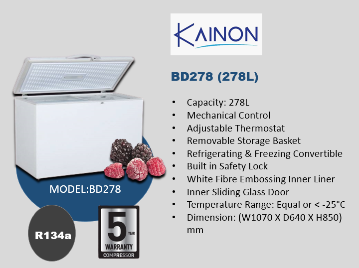 KAINON 278 L CHEST FREEZER BD 278 Ngie Ann Trading Sdn Bhd